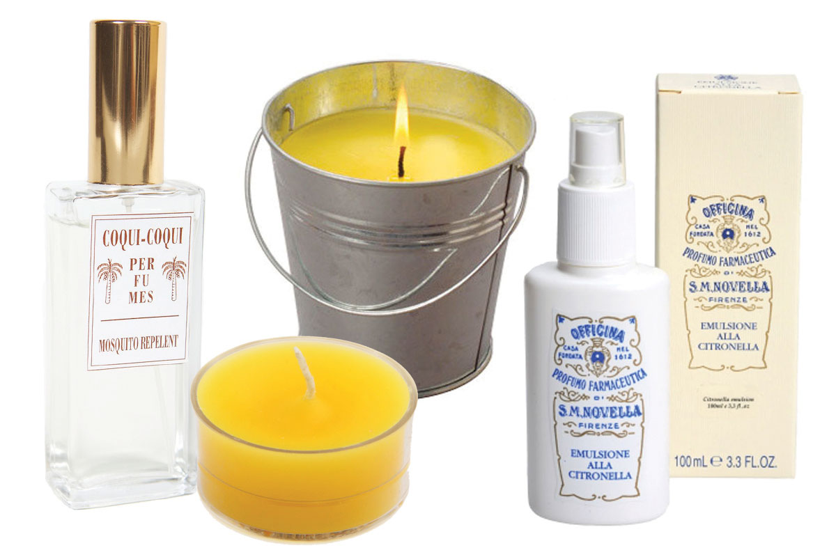 A group of candles and bottles.