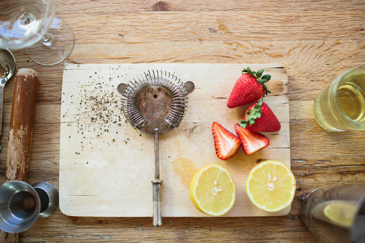 Strawberry Basil Gimlet Cocktail Recipe Food & Drink Rip & Tan