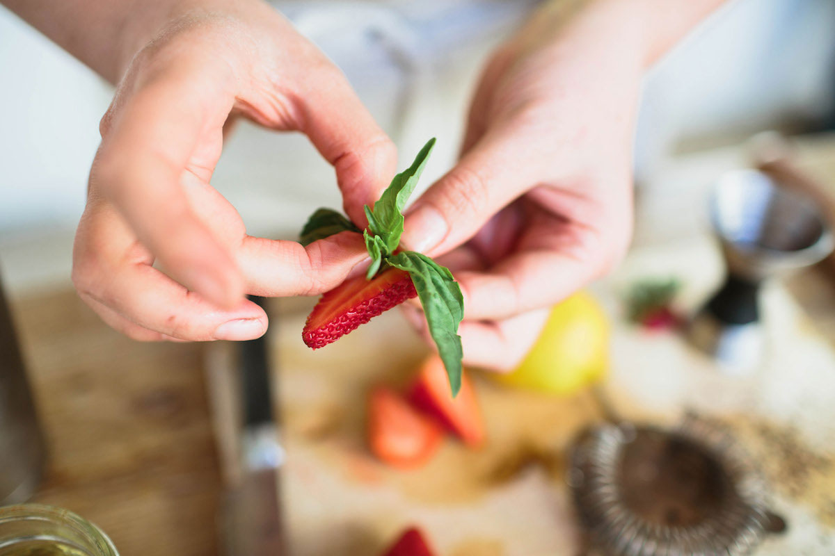 Strawberry Basil Gimlet Cocktail Recipe Food & Drink Rip & Tan