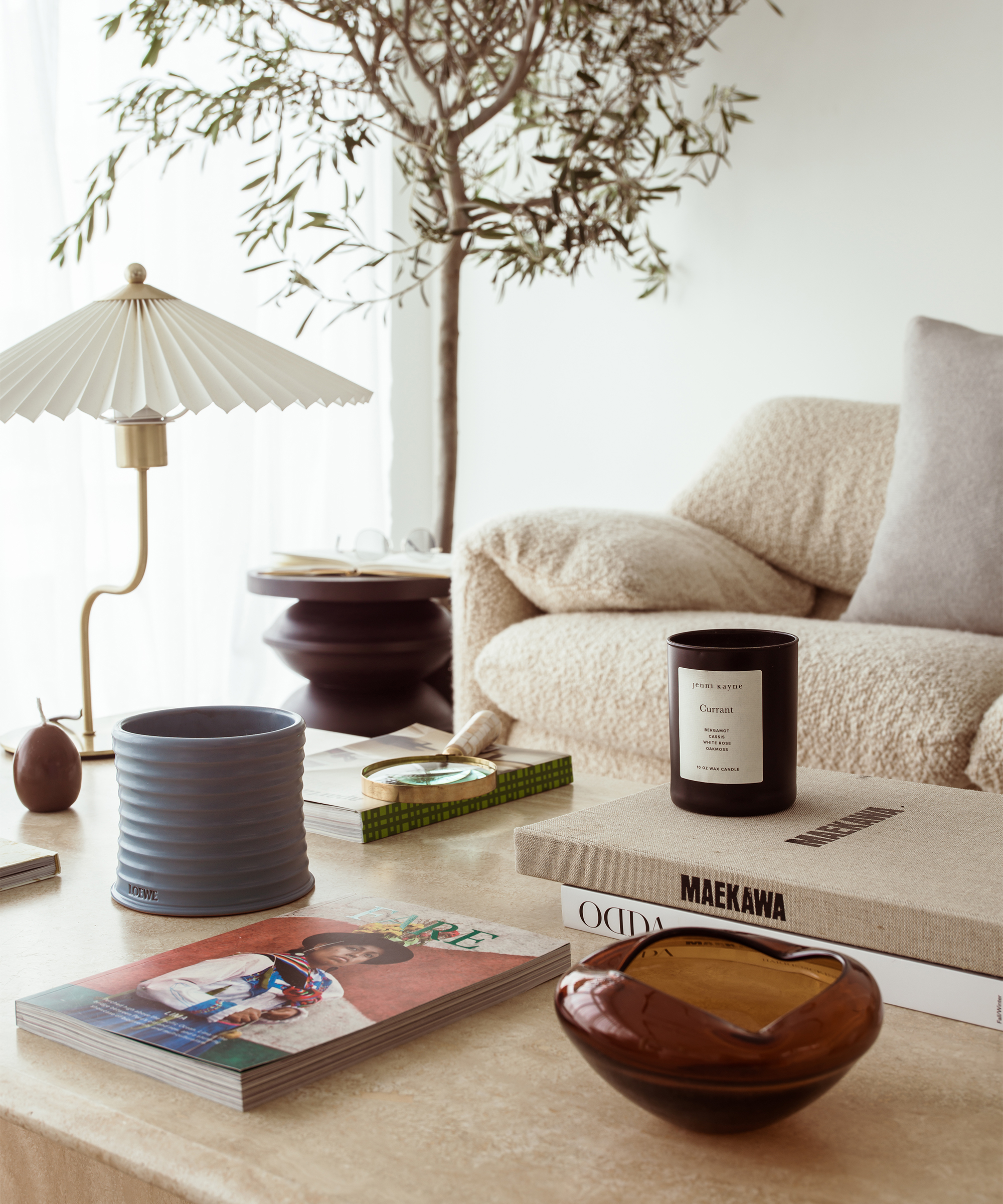 Abisola Omole's London N1 Studio with a textured sofa, boucle chairs, and living room decor.