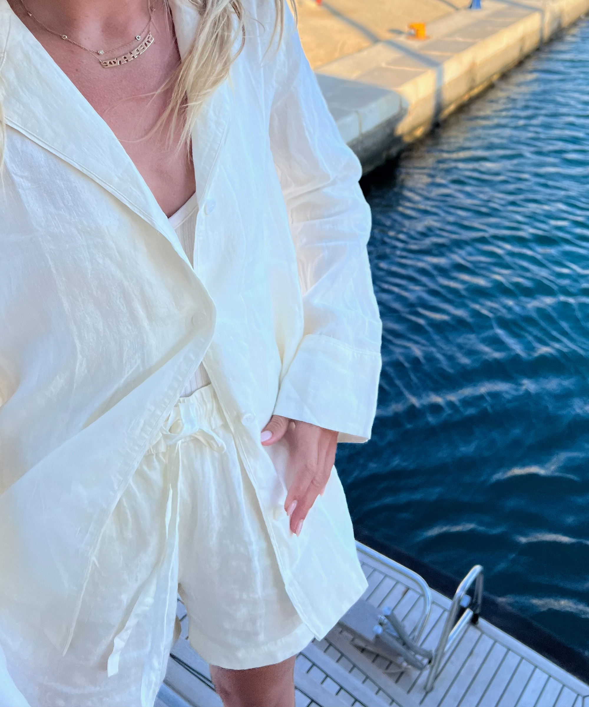 image of lauren anderson in europe wearing jenni kayne