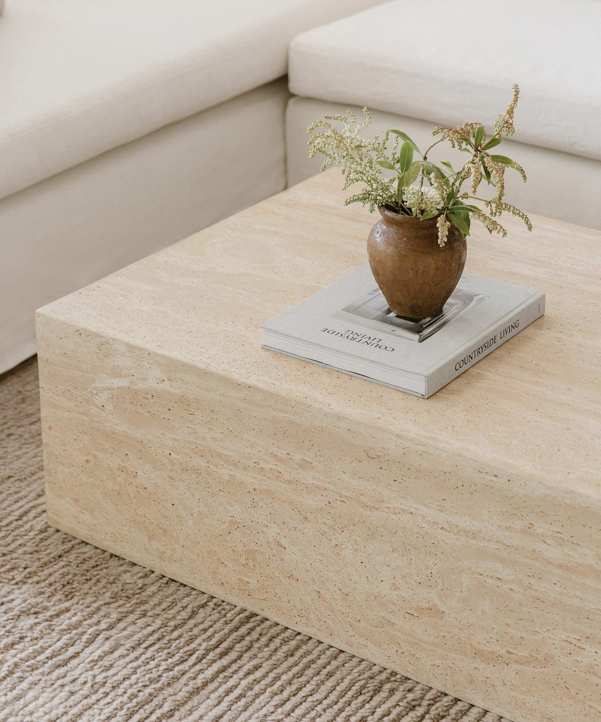 image of the sur travertine coffee table