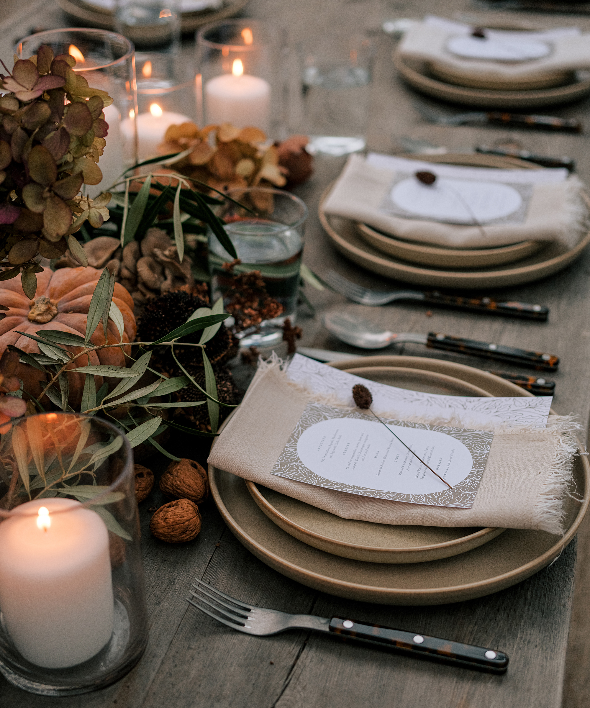 feed dinner party table setting with menu