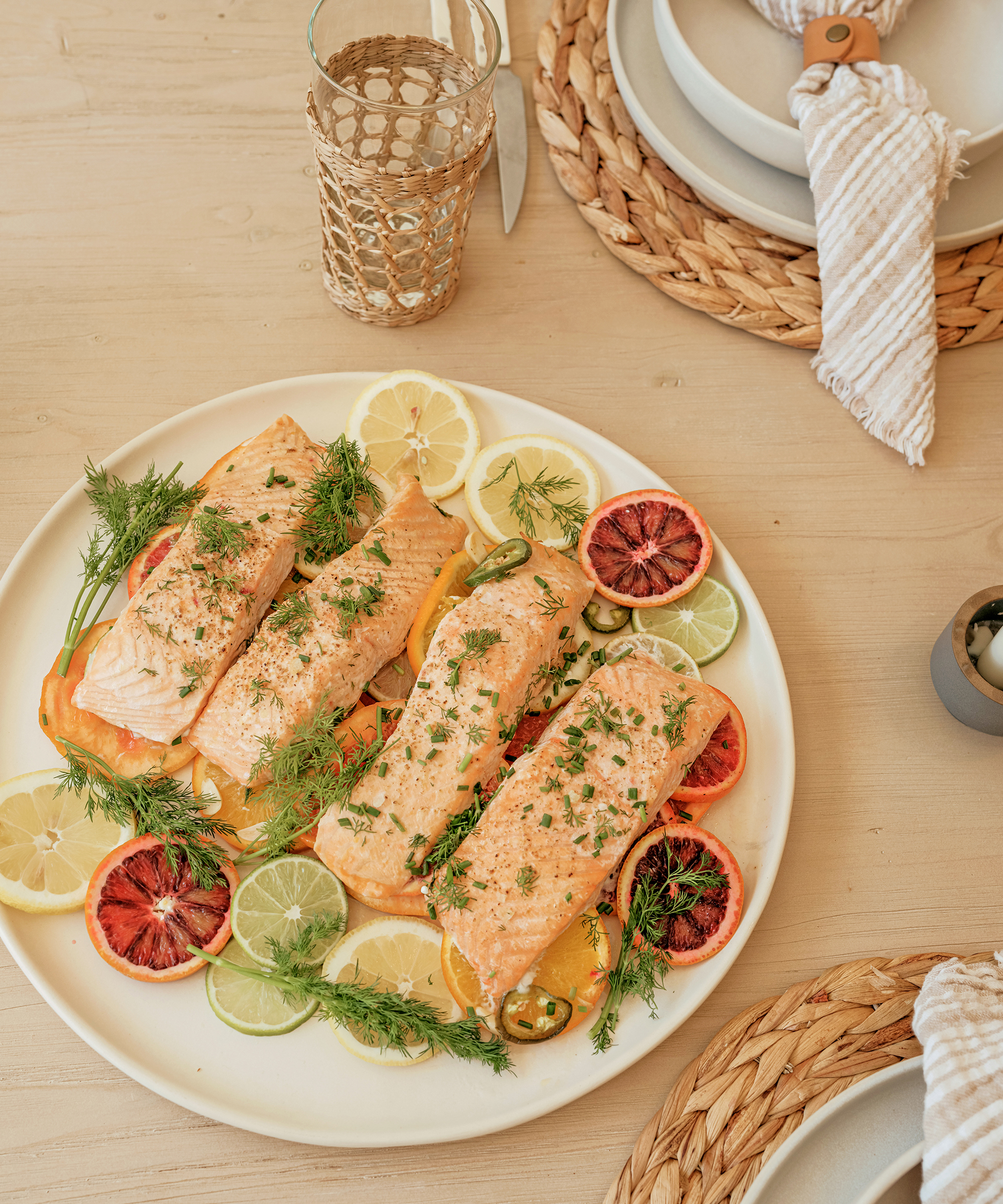 chloes-kitchen-jenni-kayne-salmon-platter-rattan-glass