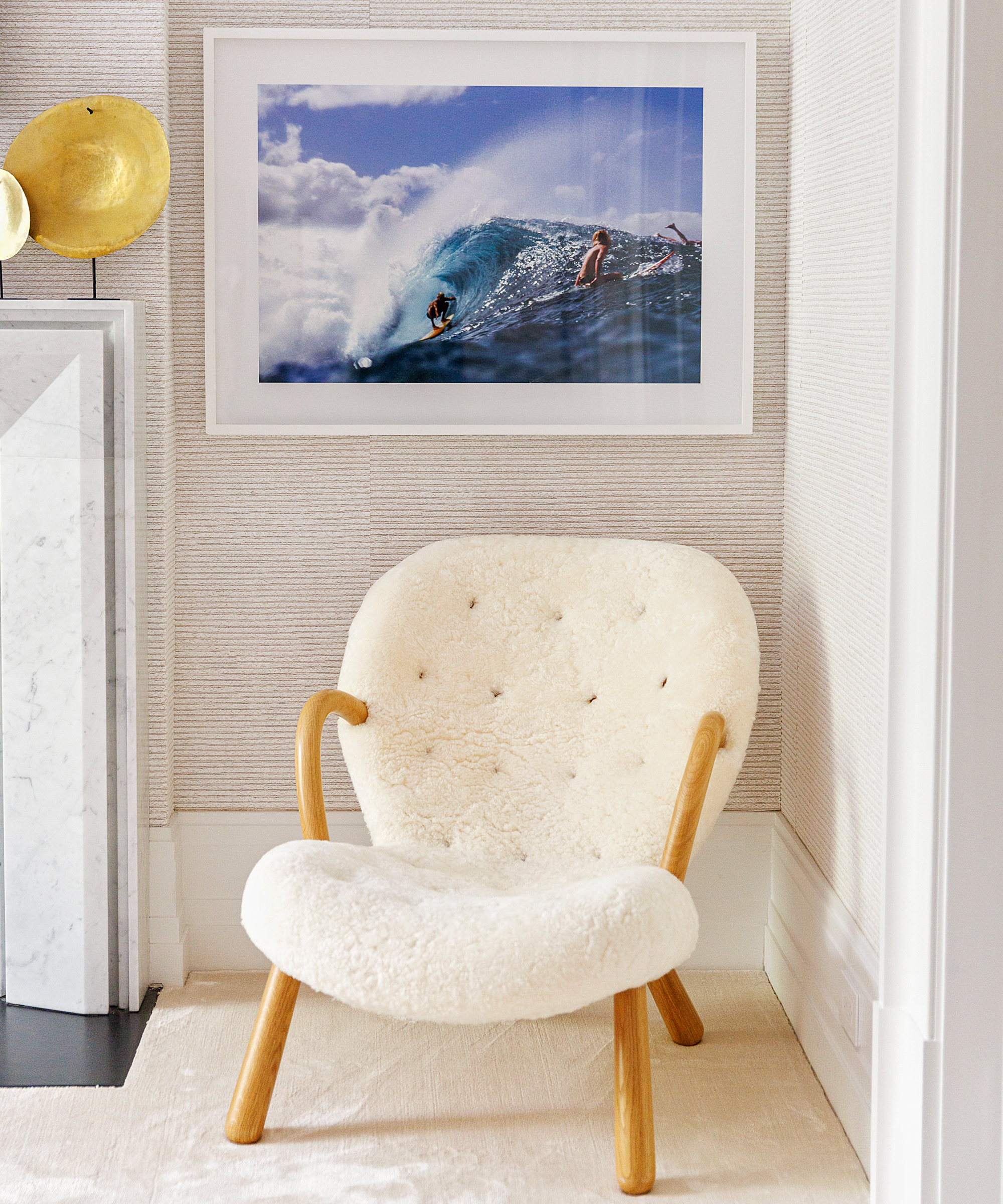 ashley-stark-home-tour-shearling-accent-chair-surf-photograph
