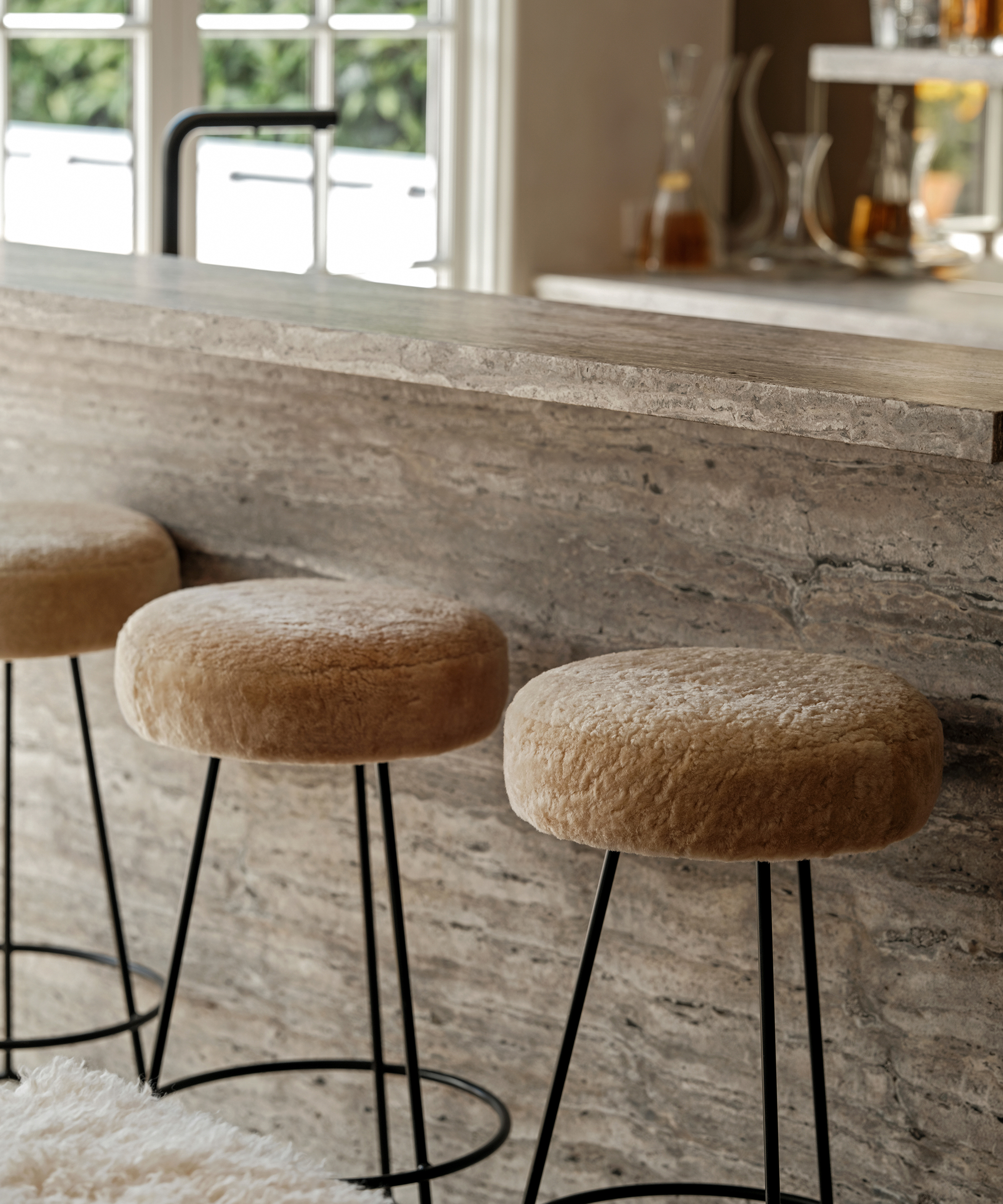 tracy-tutor-kes-studio-home-tour-shearling-counter-stools