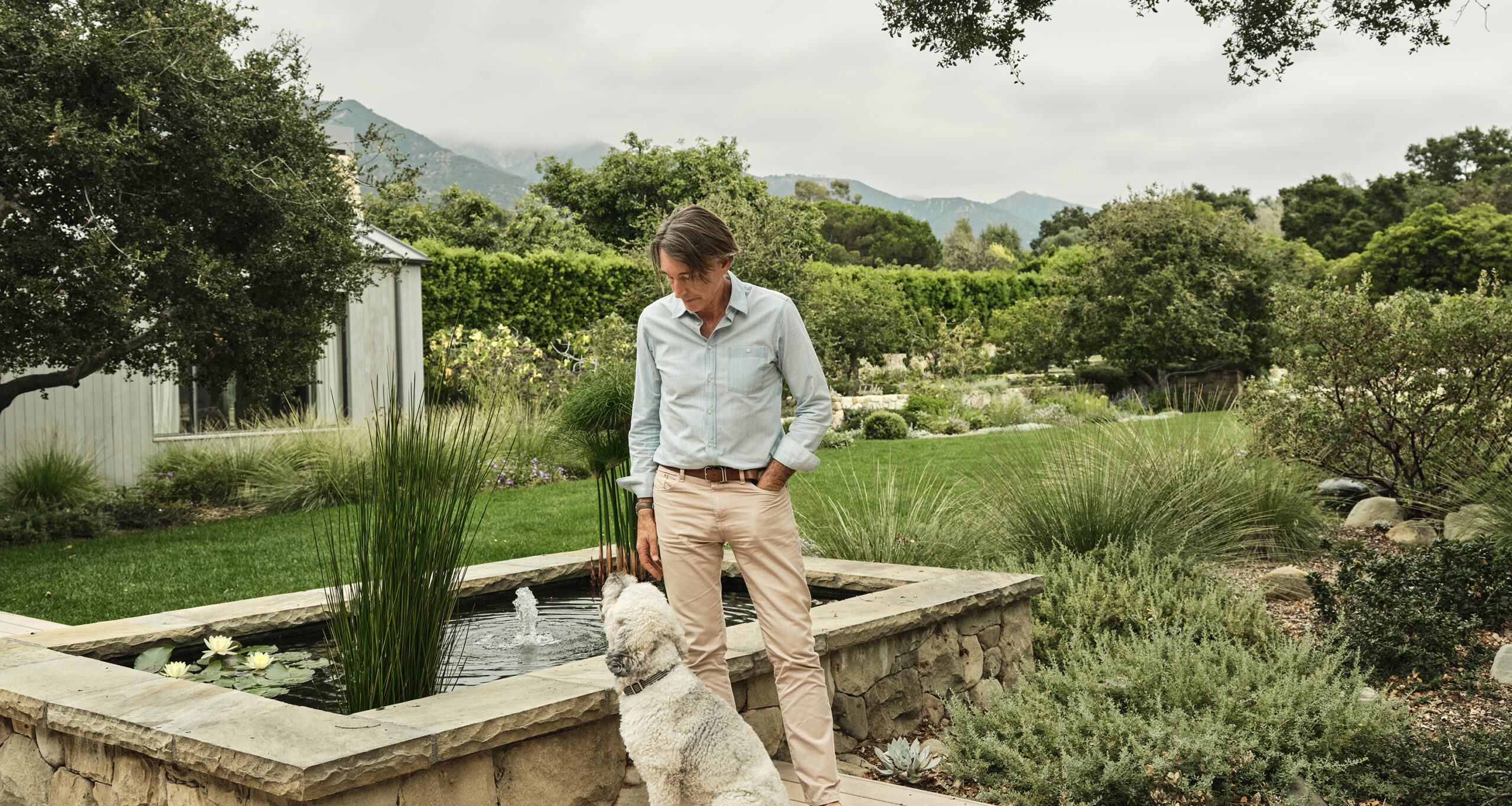 studio-william-hefner-home-tour-portrait-outside-with-dog
