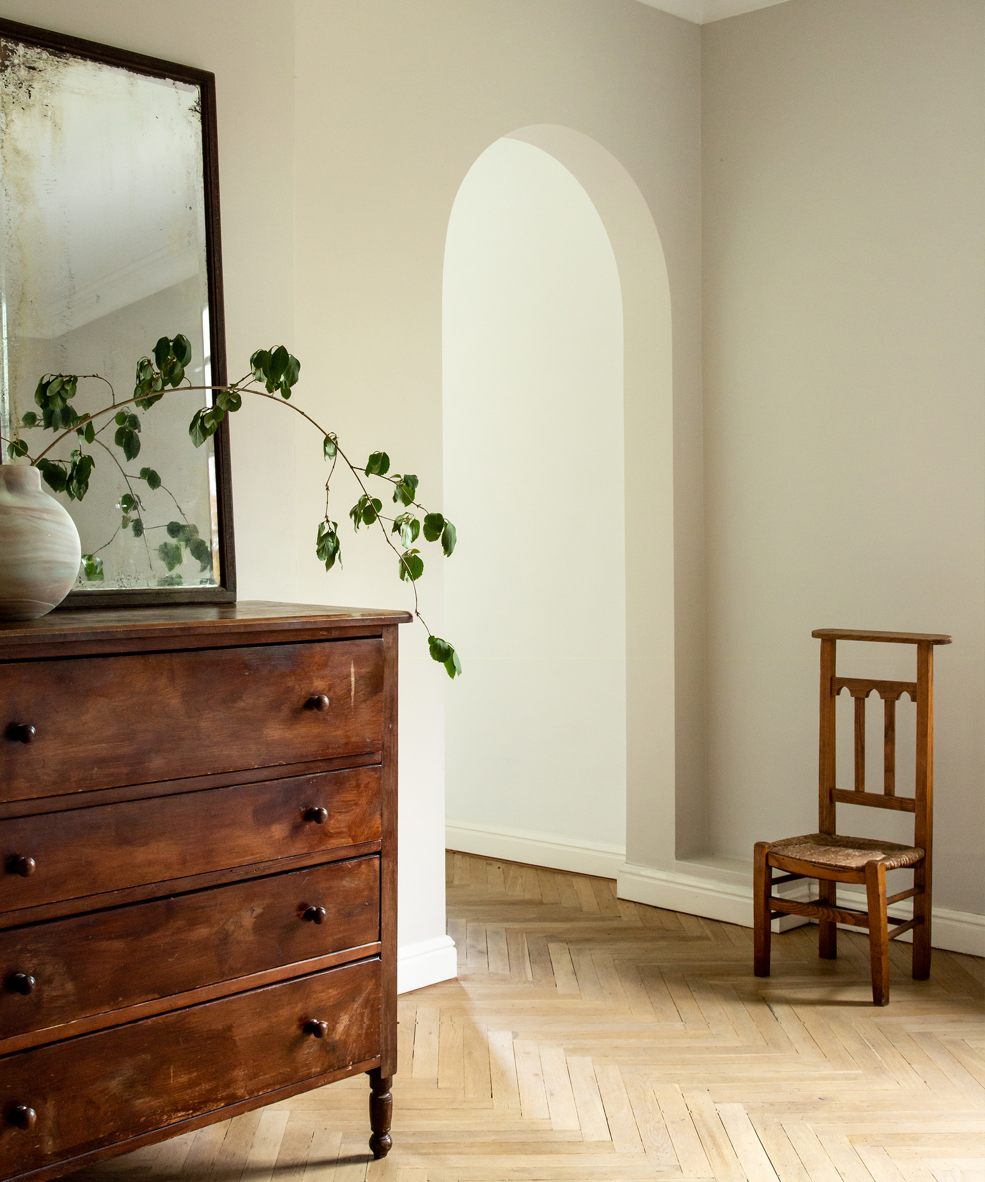 kate-davidson-home-tour-hallway-antique-chest-accent-chair
