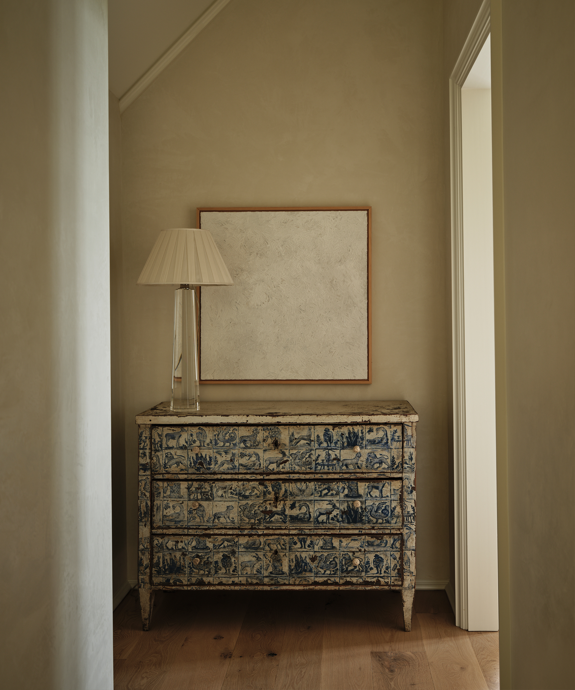 jeffrey-dungan-home-tour-antique-tile-chest-painting-lamp