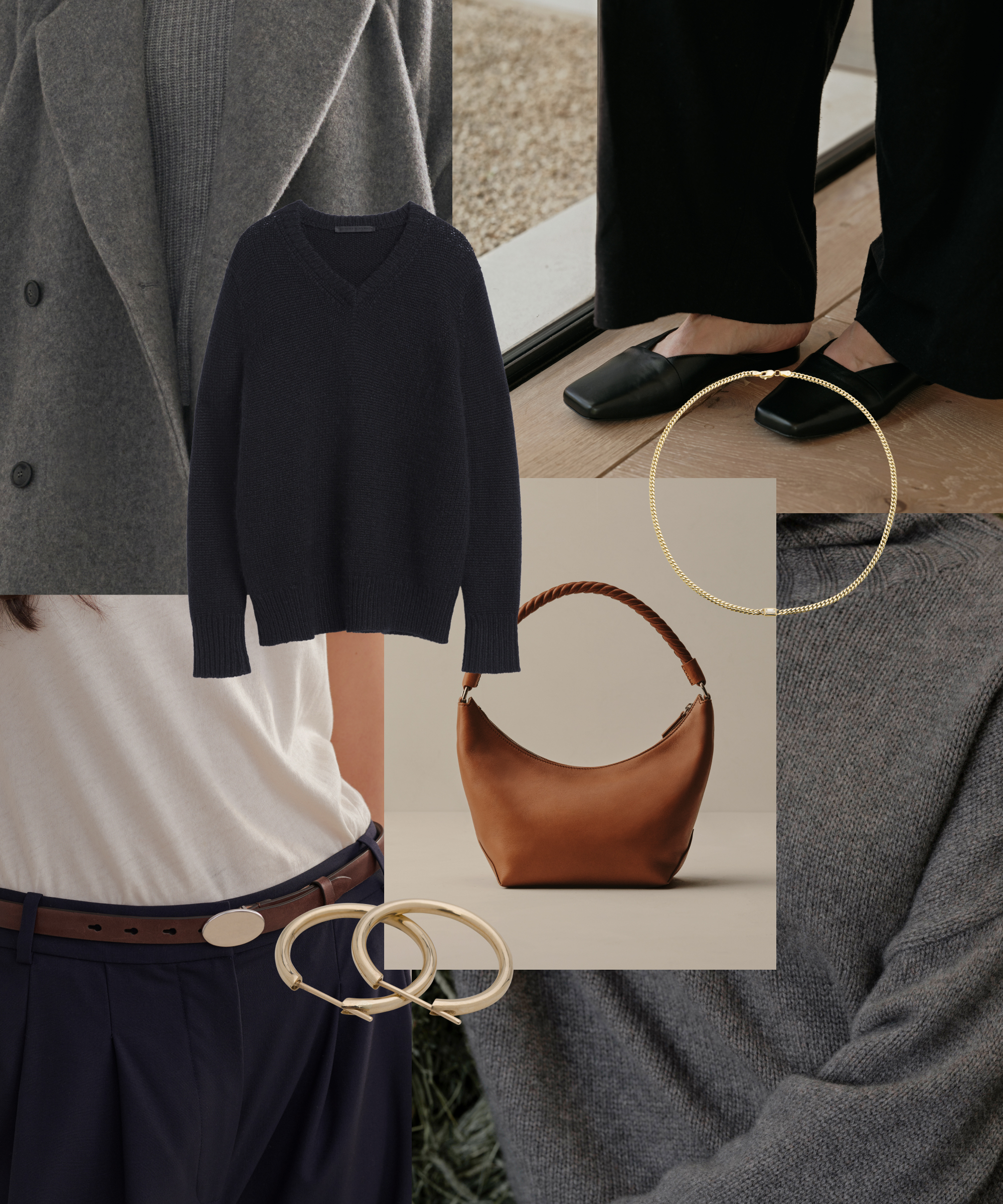 a moodboard with photos of clothing and accessories