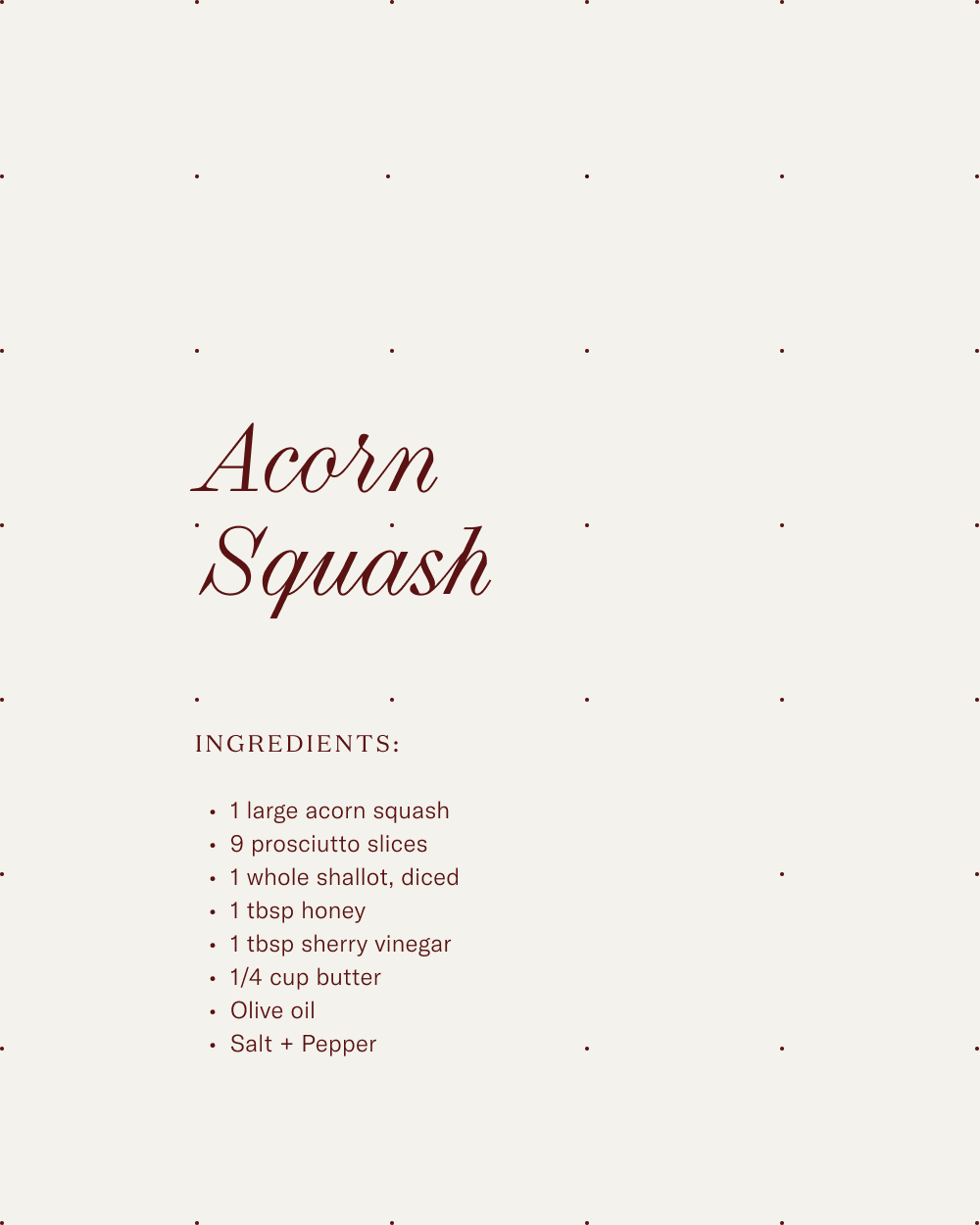 a recipe card for acorn squash