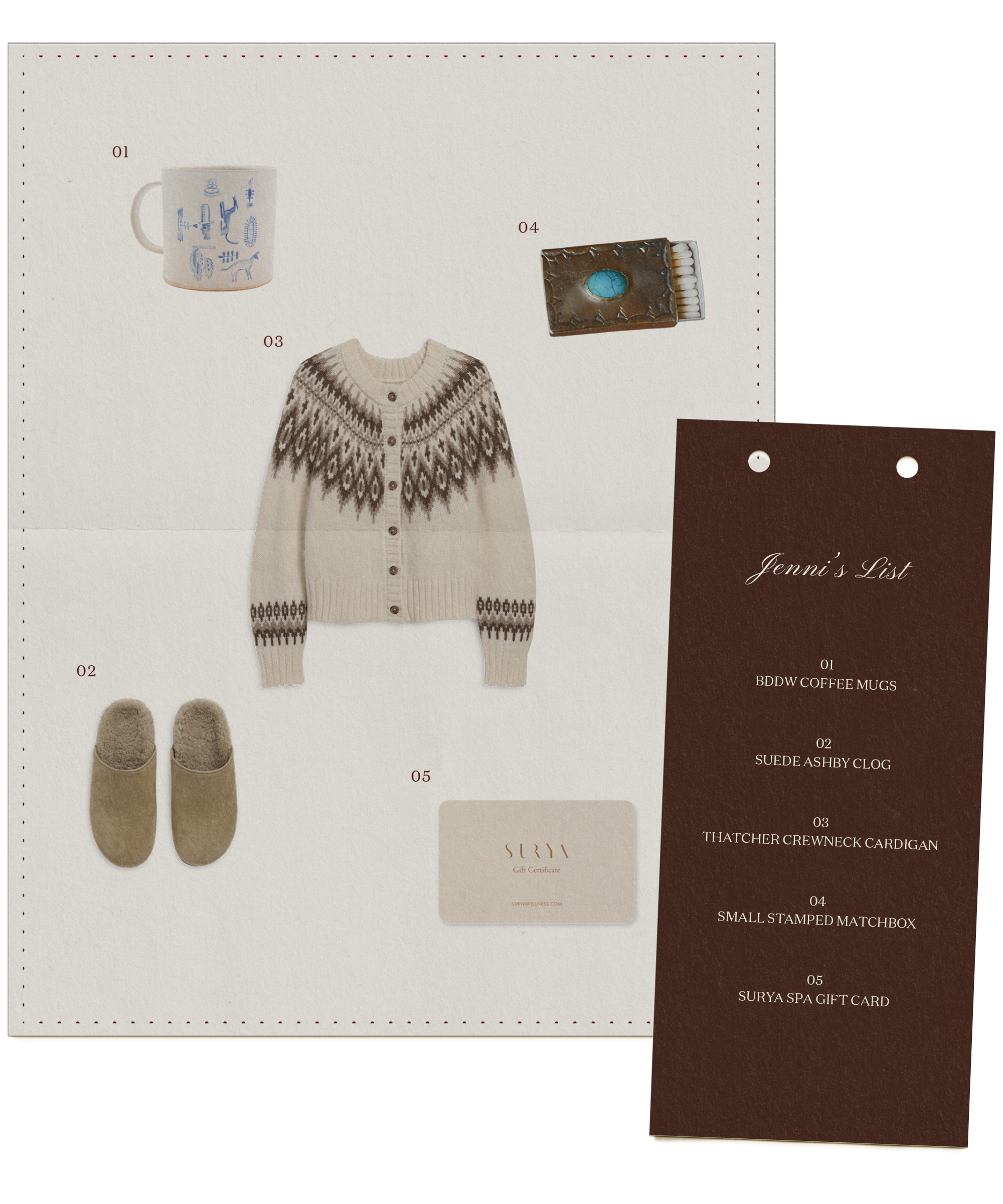 A card with a sweater and slippers.